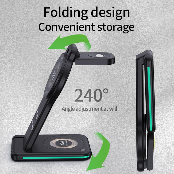 5 In 1 Magnetic Wireless Charger Foldable Black Chargers & Cradles