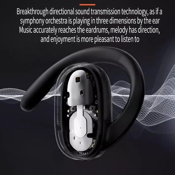 Wireless Stereo Earphones With Charging Case Hanging Design Black Earbuds