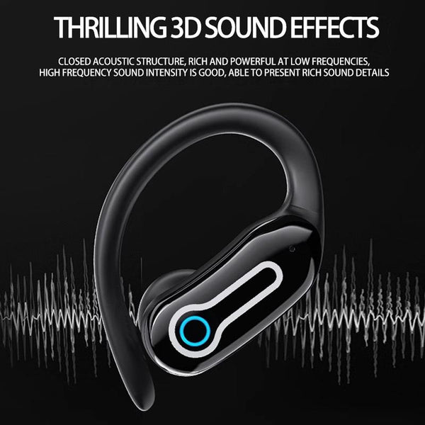 Wireless Stereo Earphones With Charging Case Hanging Design Black Earbuds
