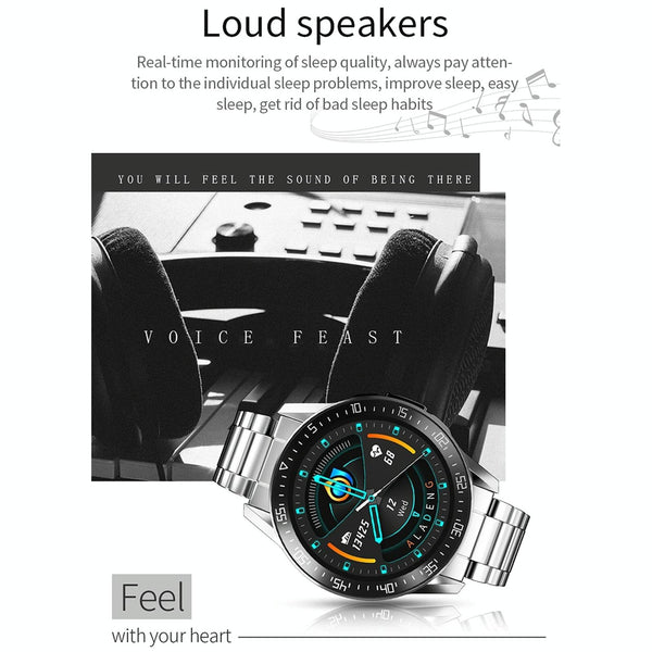 1.3 Inch Full Fit Round Screen Smart Watch Support Sleep Monitor Heart Rate Temperature Monitoring Black Smart Watches