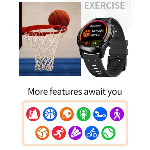 1.3 Inch Full Fit Round Screen Smart Watch Support Sleep Monitor Heart Rate Temperature Monitoring Black Smart Watches