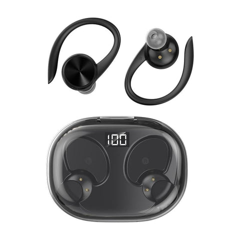 Wireless Earphones With Digital Display And Charging Case Black Earbuds