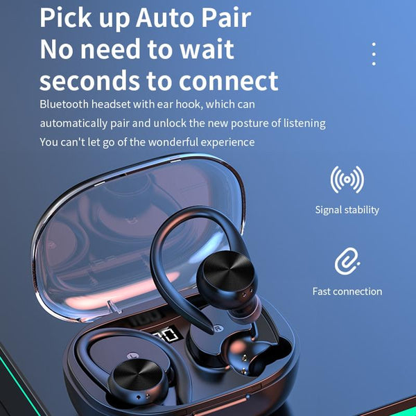 Wireless Earphones With Digital Display And Charging Case Black Earbuds