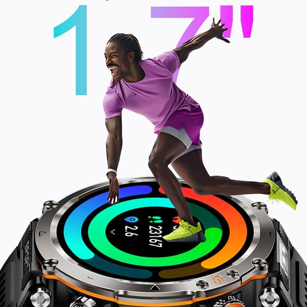 Waterproof Smart Watch With Flashlight And Compass 1 Inch Orange Smart Watches