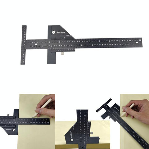 Multifunctional Aluminum Alloy Marking Ruler T Type Tool For Woodworking Woodcarving Hand Tools