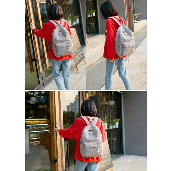 Corduroy School Backpack For Girls And Women Light Grey Backpacks & Bags