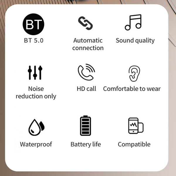 Tws Ear Mounted Led Digital Display Noise Reduction Bluetooth Earphones With Power Bank Function Black Earbuds