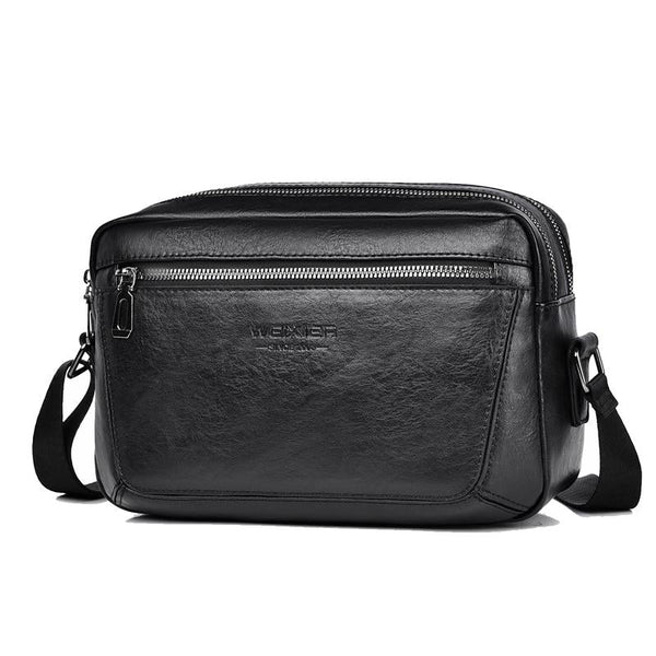 Large Capacity Men Crossbody Bag Casual Pu Handbag Black Bags