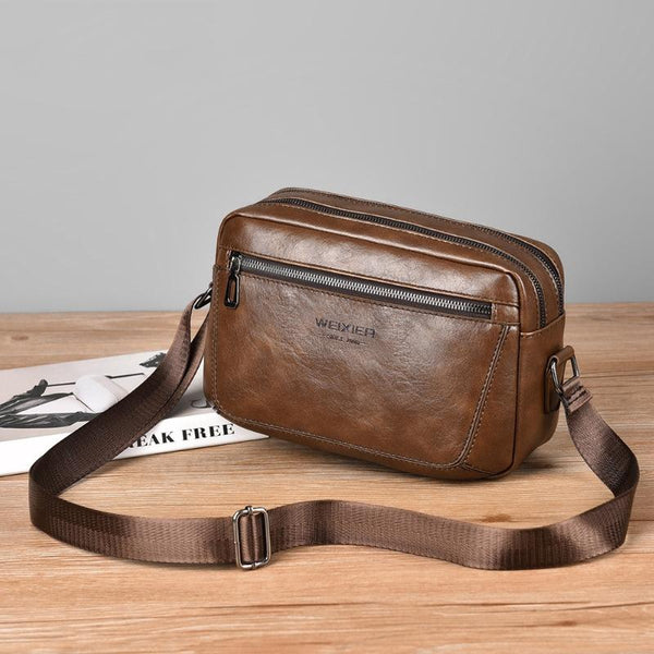 Large Capacity Men Crossbody Bag Casual Pu Handbag Black Bags