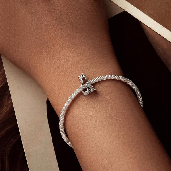 925 Sterling Silver Hollow Cat Beads Cute Animal Accessory Craft Beads