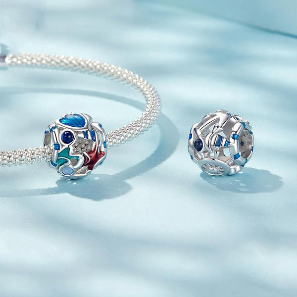 925 Sterling Silver Marine Shell Creature Hollow Diy Beads Charms & Pendants