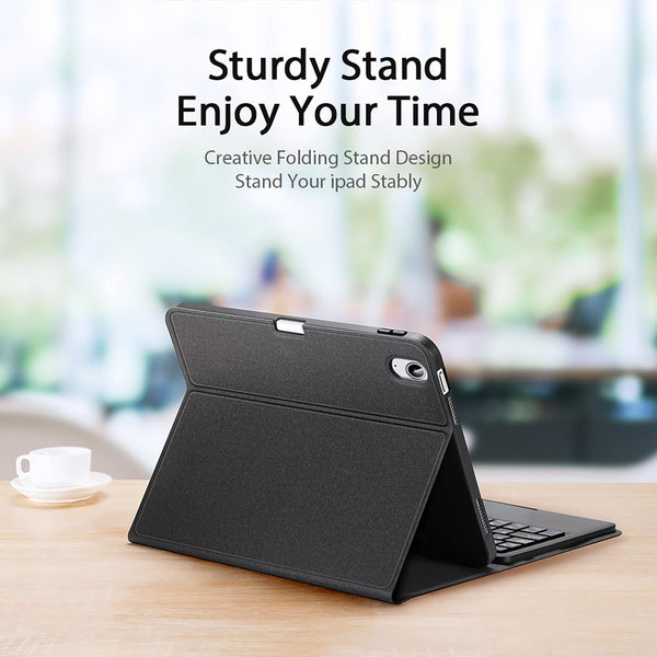 2022 Bluetooth Keyboard Leather Case For Ipad 10.9 With Touchpad & Smart Sleep Black Keyboards