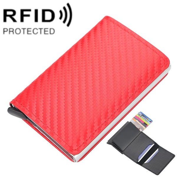 Rfid Protected Plaid Leather Wallet With Automatic Card Ejector Red Wallets