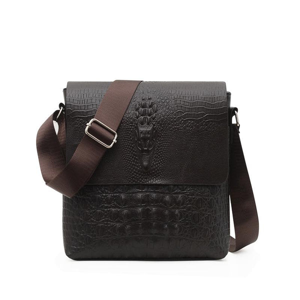 Water Repellent Vertical Leather Shoulder Bag For Men Black Bags