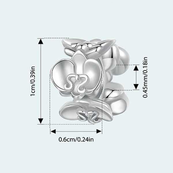 925 Sterling Silver Platinum Butterfly Orchid Flower Beads Charms & Pendants