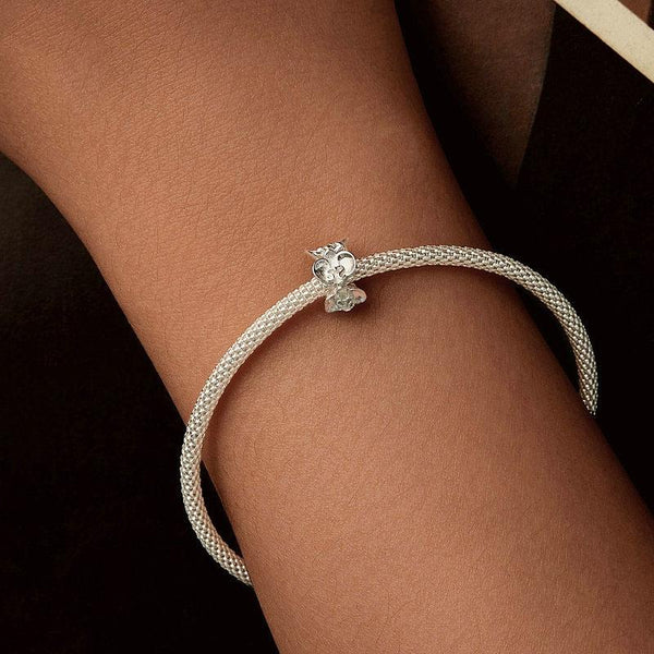 925 Sterling Silver Platinum Butterfly Orchid Flower Beads Charms & Pendants