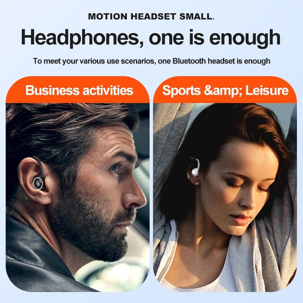 Wireless Hanging Ear Sports Earphone With True Sound Black Earbuds