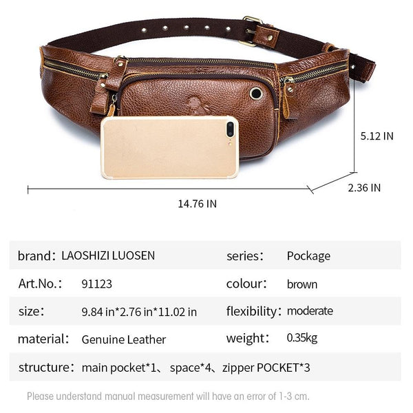 Leather Waist Bag For Men Black Waist Packs & Bags
