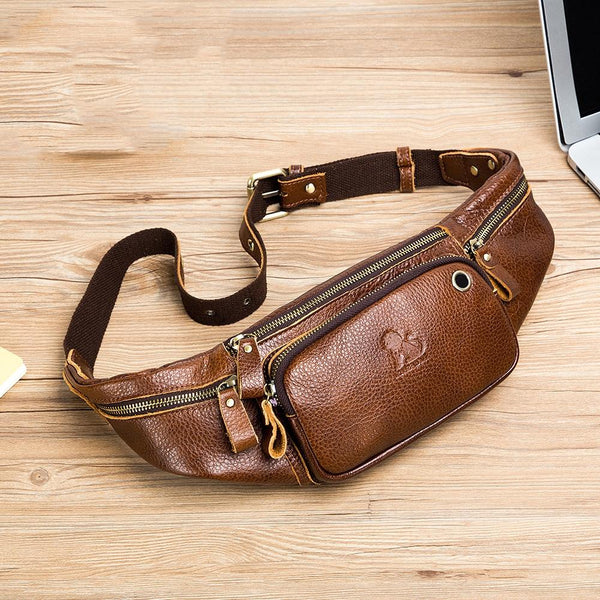 Leather Waist Bag For Men Black Waist Packs & Bags
