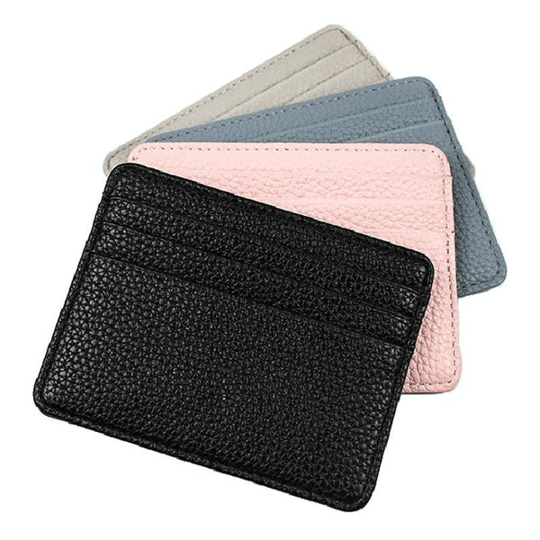 Lychee Pattern Mini Card Holder Multi Slots Ultra Thin Coin Purse Blue Business Card Holders