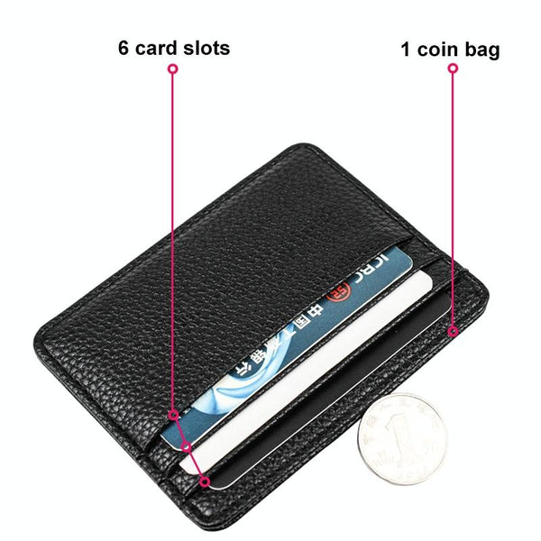 Lychee Pattern Mini Card Holder Multi Slots Ultra Thin Coin Purse Blue Business Card Holders