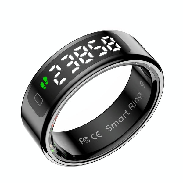 Smart Ring Heart Rate Blood Oxygen Sleep Sports Size 9 Black Activity Trackers