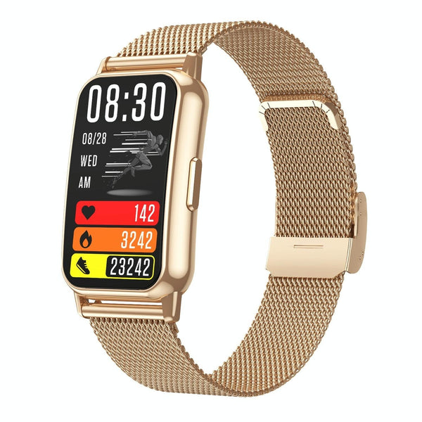 1.47 Inch Steel Strap Ip67 Waterproof Smart Watch Support Heart Rate / Blood Pressure Gold Smart Watches