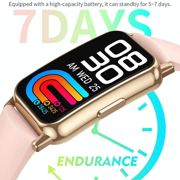 1.47 Inch Steel Strap Ip67 Waterproof Smart Watch Support Heart Rate / Blood Pressure Gold Smart Watches