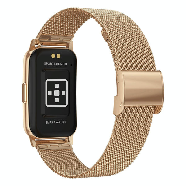1.47 Inch Steel Strap Ip67 Waterproof Smart Watch Support Heart Rate / Blood Pressure Gold Smart Watches
