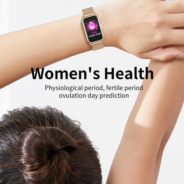 1.47 Inch Steel Strap Ip67 Waterproof Smart Watch Support Heart Rate / Blood Pressure Gold Smart Watches