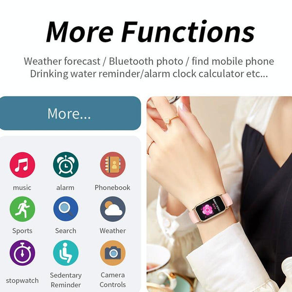 1.47 Inch Steel Strap Ip67 Waterproof Smart Watch Support Heart Rate / Blood Pressure Gold Smart Watches