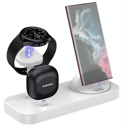 4 In 1 Type C Charging Stand For Samsung Watch And Galaxy Buds White Chargers & Cradles