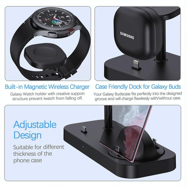 4 In 1 Type C Charging Stand For Samsung Watch And Galaxy Buds White Chargers & Cradles