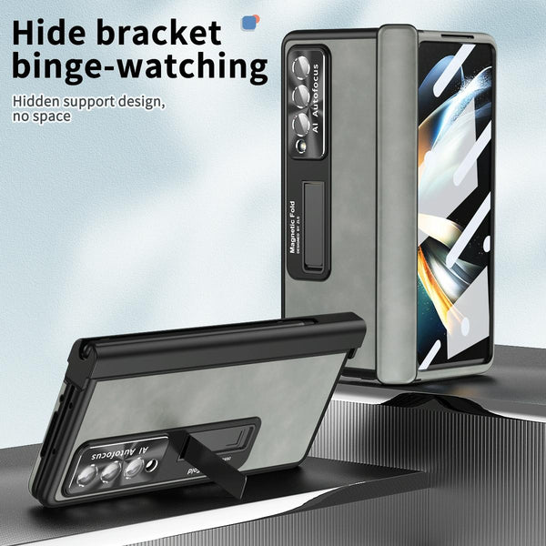 For Samsung Galaxy Z Fold4 5G Magnetic Phone Case Napa Pattern White Cases Covers & Skins