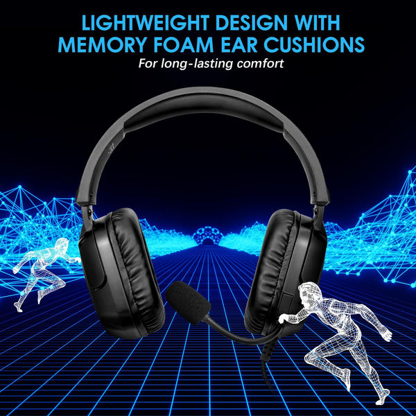 Lightweight Memory Foam Headset With Mic 2M Length Black Headsets