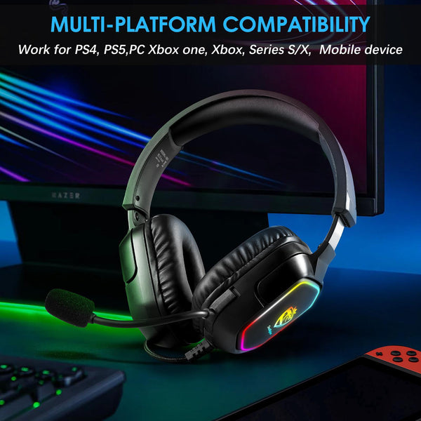 Lightweight Memory Foam Headset With Mic 2M Length Black Headsets