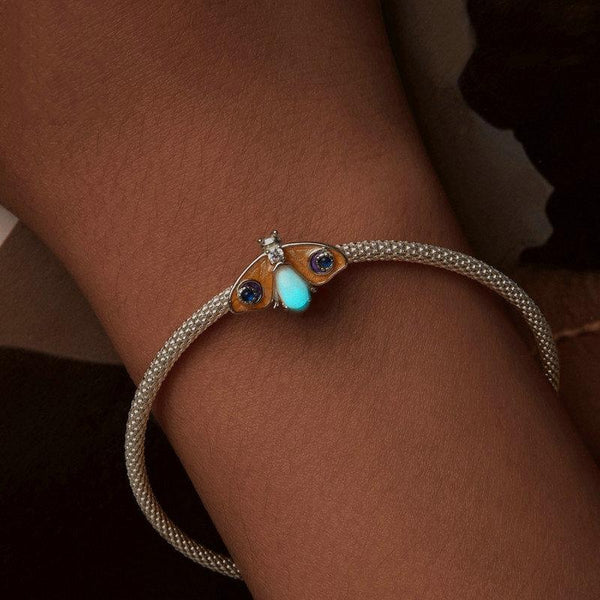 925 Sterling Silver Platinum Plated Luminous Butterfly Silicone Diy Beads Craft Beads