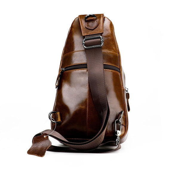 Retro Leather Chest Bag For Men Coffee Bags