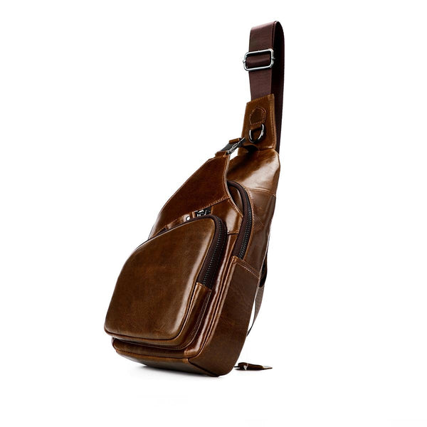 Retro Leather Chest Bag For Men Coffee Bags