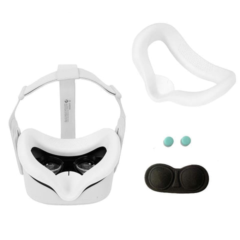 Silicone Vr Eye Mask Lens Cover Set For Oculus Quest 2 White Bags Skins & Travel Cases