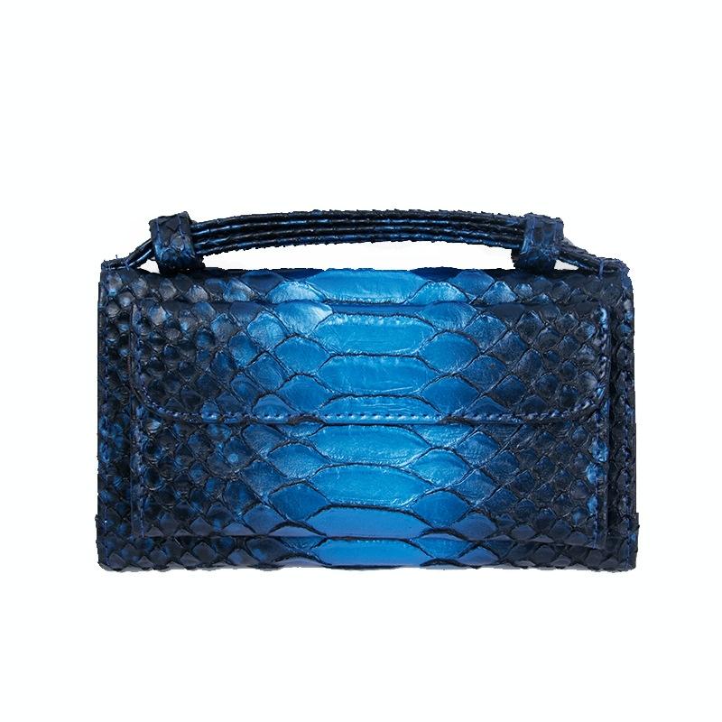 Chain Crossbody Bag With Snake Texture Print 10 Blue Bags