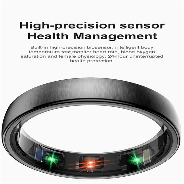 Smart Ring Heart Rate Blood Oxygen Sleep Sports Size 12 Black Activity Trackers