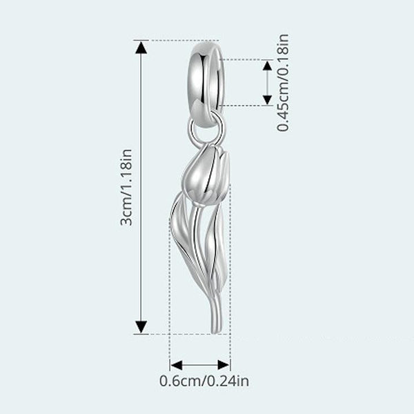925 Sterling Silver Romantic Tulip Beaded Pendant In Necklaces & Pendants