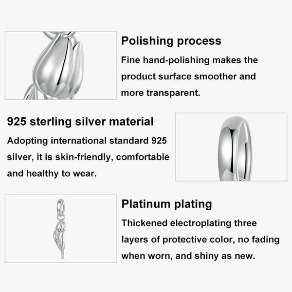 925 Sterling Silver Romantic Tulip Beaded Pendant In Necklaces & Pendants