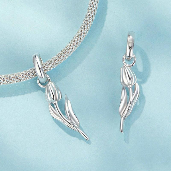 925 Sterling Silver Romantic Tulip Beaded Pendant In Necklaces & Pendants