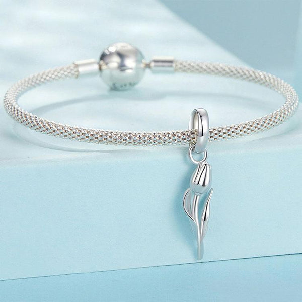 925 Sterling Silver Romantic Tulip Beaded Pendant In Necklaces & Pendants