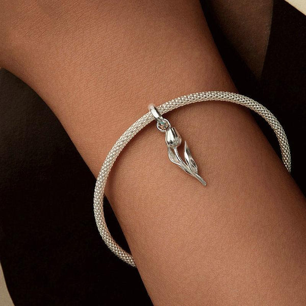 925 Sterling Silver Romantic Tulip Beaded Pendant In Necklaces & Pendants