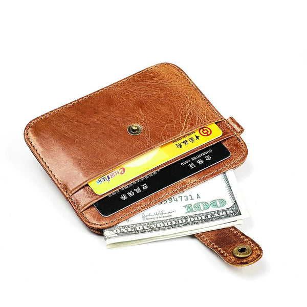 Brown Crazy Horse Leather Card Holder Wallet Wallets