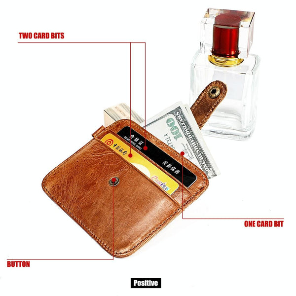 Brown Crazy Horse Leather Card Holder Wallet Wallets