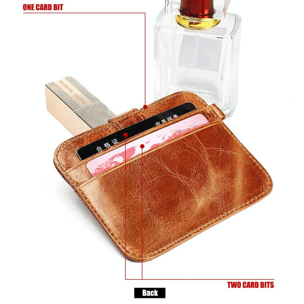 Brown Crazy Horse Leather Card Holder Wallet Wallets